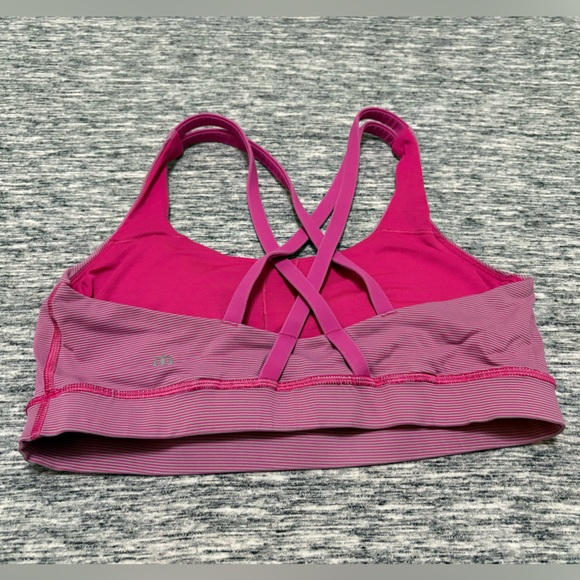 Lululemon Sports Bra Size 8 Hot Pink Crossed Back - Picture 2 of 5